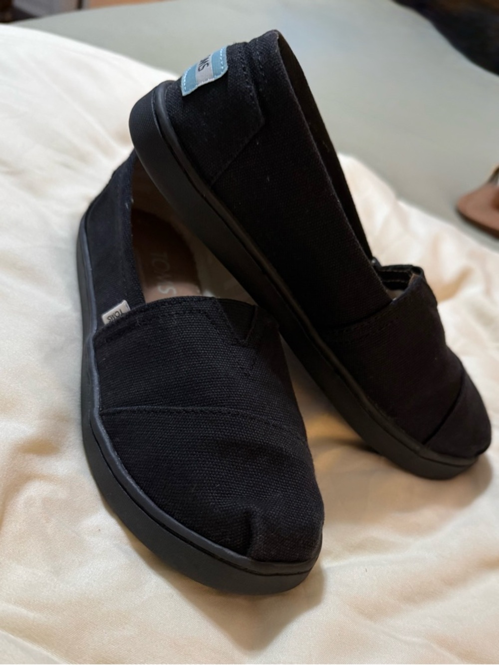 Toms Black Canvas Slip-On Shoes